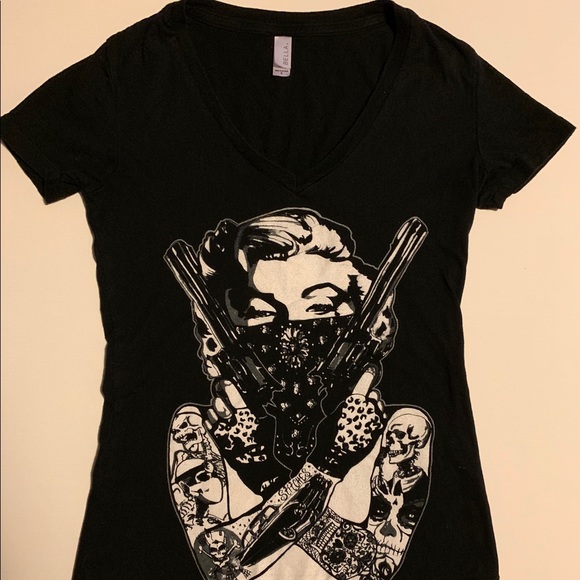 Tops - Marilyn Monroe Women’s Gangster Tee Tops - Marilyn Monroe Women’s Gangster Tee